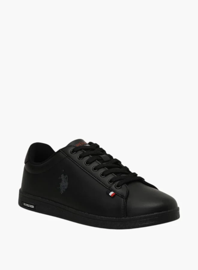 يو اس بولو اسن Men's Logo Detail Lace-Up Sneakers