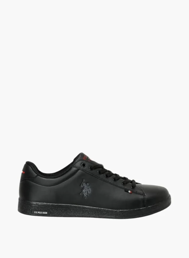 يو اس بولو اسن Men's Logo Detail Lace-Up Sneakers
