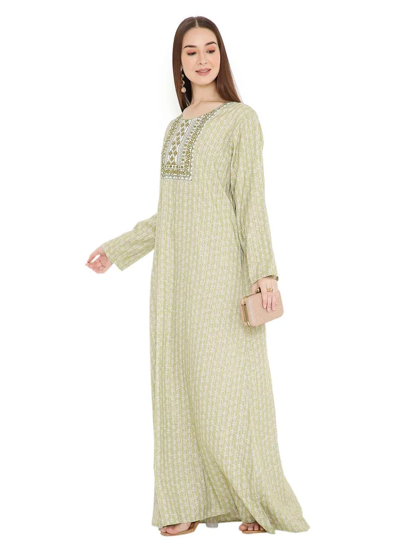 HANA & SARA TINY PRINT FARASHA WITH UNIQUE THREAD EMBROIDERY ARABIC KAFTAN JALABIYA DRESSES