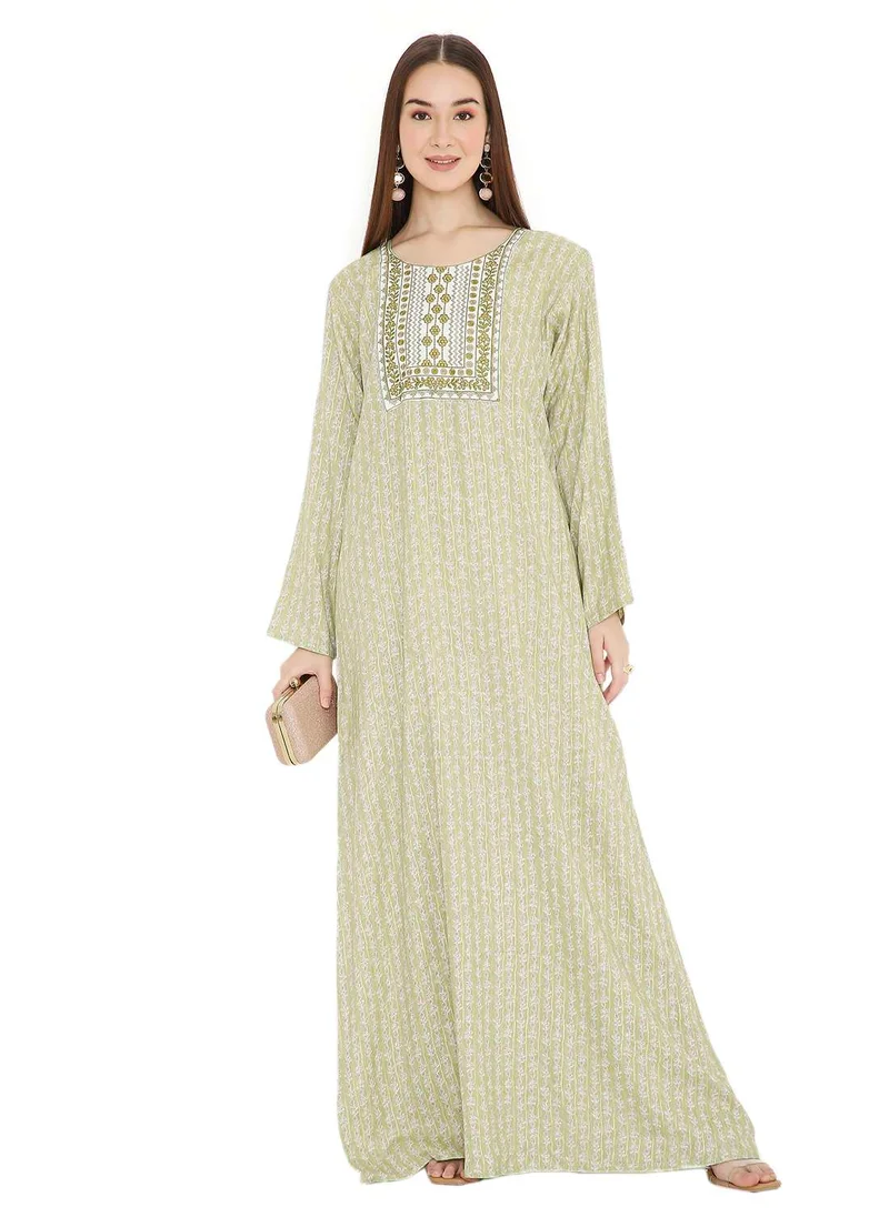 HANA & SARA TINY PRINT FARASHA WITH UNIQUE THREAD EMBROIDERY ARABIC KAFTAN JALABIYA DRESSES