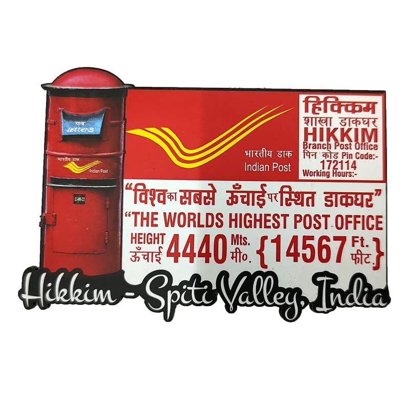 Skywalk Spiti Valley Souvenir Wooden Hikkim Post Office Fridge Magnet (Multicolour) - Image 2
