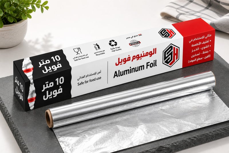 اس اتش رول ورق فويل ألومنيوم 10 متر من SH – فويل مطبخ آمن للأغذية للطبخ والخَبز والشوي وتغليف الأكل - Image 4
