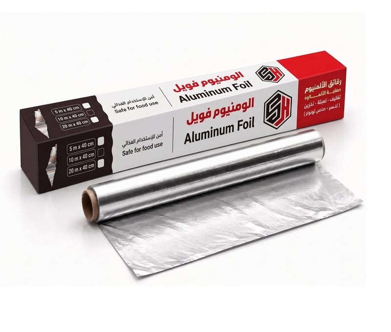 اس اتش رول ورق فويل ألومنيوم 10 متر من SH – فويل مطبخ آمن للأغذية للطبخ والخَبز والشوي وتغليف الأكل - Image 1