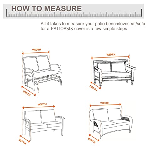 PATIOASIS Patio Bench Covers 54'' x 37'' x 35'' Outdoor Waterproof Loveseat Cover UV Resistant Heavy Duty Law Furniture Small Sofa Covers - Image 2