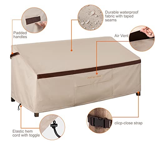 PATIOASIS Patio Bench Covers 54'' x 37'' x 35'' Outdoor Waterproof Loveseat Cover UV Resistant Heavy Duty Law Furniture Small Sofa Covers - Image 4
