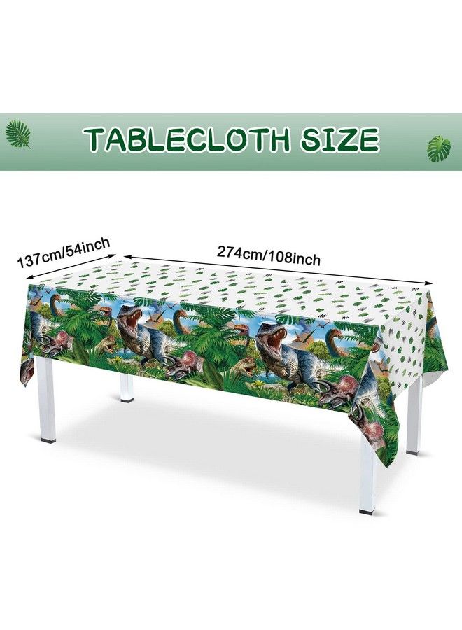 Tatuo 172 قطعة لوازم حفلة عيد ميلاد الديناصورات مجموعة زينة حفلة بموضوع الديناصورات لخدمة 24 ضيف تشمل غطاء طاولة وأدوات مائدة وصحن ومناديل وكوب ولافتة عيد ميلاد سعيد لتزيين حفلة الأطفال - Image 4