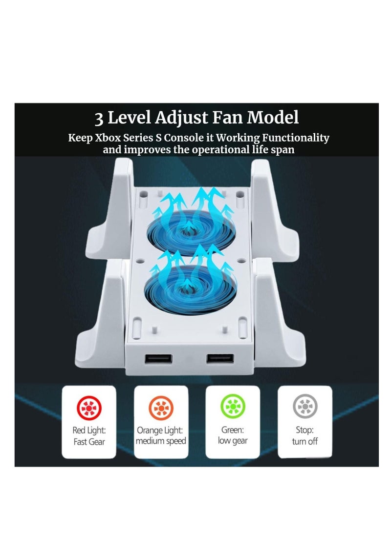 Cooling Fan Tower Stand for Xbox Series S Console, 3 Levels Adjustable Fan Speed, with Type-C Power In, USB Charging and Data Transfer Ports - Image 1
