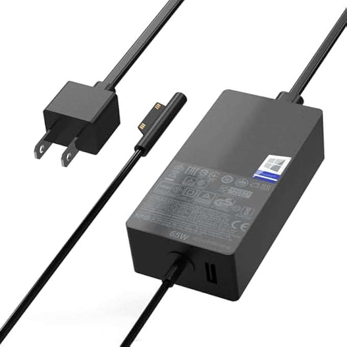 rayihni AC CHARGER FOR MICROSOFT SURFACE PRO WINDOWS SURFACE LAPTOP 6, 5, 4, 3, 2, 1, SURFACE GO TABLET, SUPPORT 44W, 36W, LED, 5FT - Image 1