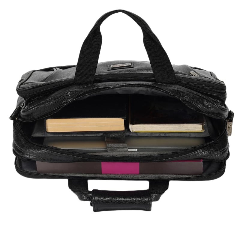 Hard Craft Messenger Office Laptop Bag for Men PU Leather Business Executive Briefcase Laptopbags Corporate Official Sling Side Shoulder File Spacious HandBag for Man Supports Laptop Upto 15.6 inches - Image 4