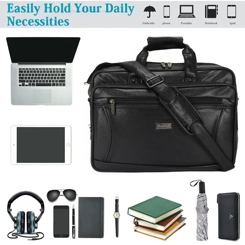 Hard Craft Messenger Office Laptop Bag for Men PU Leather Business Executive Briefcase Laptopbags Corporate Official Sling Side Shoulder File Spacious HandBag for Man Supports Laptop Upto 15.6 inches - Image 3