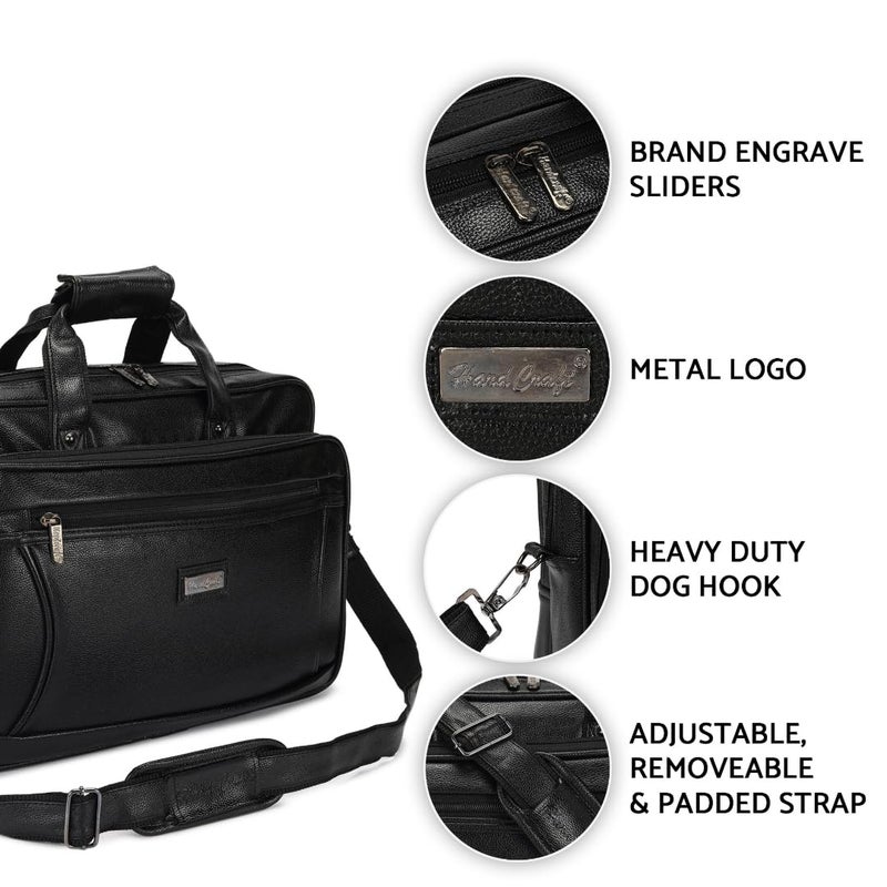 Hard Craft Messenger Office Laptop Bag for Men PU Leather Business Executive Briefcase Laptopbags Corporate Official Sling Side Shoulder File Spacious HandBag for Man Supports Laptop Upto 15.6 inches - Image 2