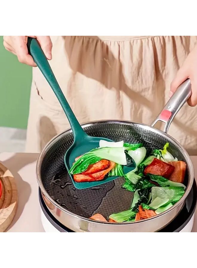 Silicone Kitchen Cooking Set 5pc Green One Piece Design Easy Clean Heat Resistant Includes Spatula Soup Ladle - Image 5
