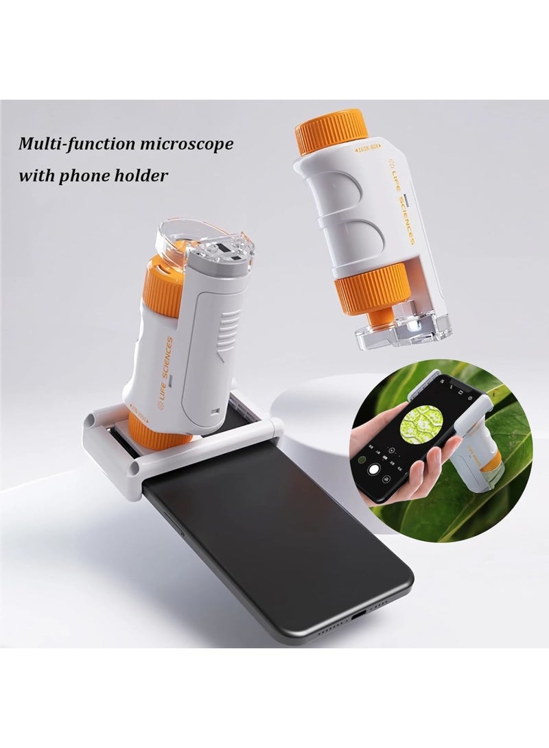 SOLARAE ميكروسكوب ميني للأطفال، 80X-160X مع ضوء LED، ميكروسكوب محمول، للتعلم العلمي والتجارب واستكشاف العالم، مع مجموعة منزلقات للأطفال (برتقالي) - Image 3