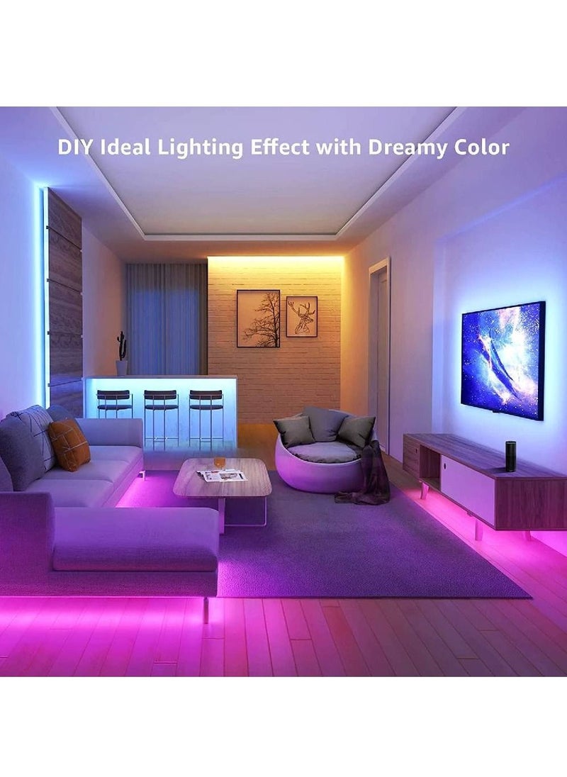 GENNEXT - Smart LED Strip Light Compatible with Wifi, Alexa, Google Home for Bedroom - 5M Color Changing LED Lights RGB Strip Lights Waterproof with 24 Keys Remote Control - Image 1