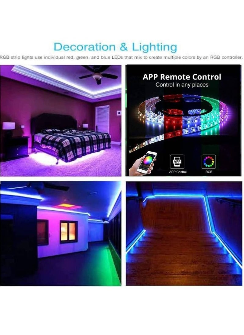 GENNEXT - Smart LED Strip Light Compatible with Wifi, Alexa, Google Home for Bedroom - 5M Color Changing LED Lights RGB Strip Lights Waterproof with 24 Keys Remote Control - Image 1