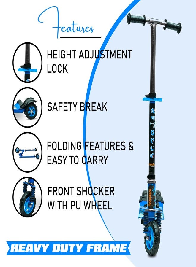 KIDBITKART Kick Steel Scooter for Kids, 3 Adjustable Height Scooter, Foldable & Attractive PVC Wheels with Rare Brakes for Kids Age Upto 3+ Years Strong Steel Base Heavy Dute Upto 70kg (with Shocker) (Blue) - Image 5
