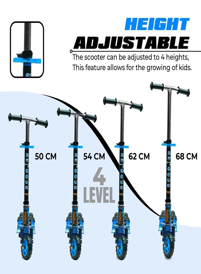 KIDBITKART Kick Steel Scooter for Kids, 3 Adjustable Height Scooter, Foldable & Attractive PVC Wheels with Rare Brakes for Kids Age Upto 3+ Years Strong Steel Base Heavy Dute Upto 70kg (with Shocker) (Blue) - Image 3