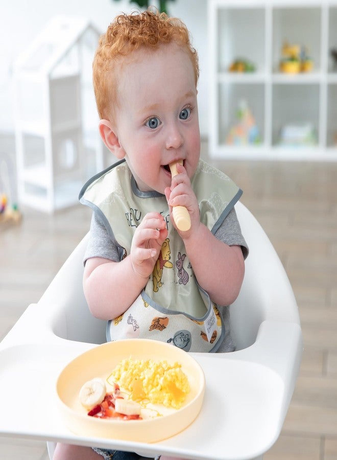 Bumkins Disney Baby and Toddler Plate and Spoon Set, Silicone Dish for Babies and Kids, Baby Led Weaning, Children Feeding Supplies, Microwave Safe, Platinum Silicone, Ages 6 Months, Winnie the Pooh - Image 2