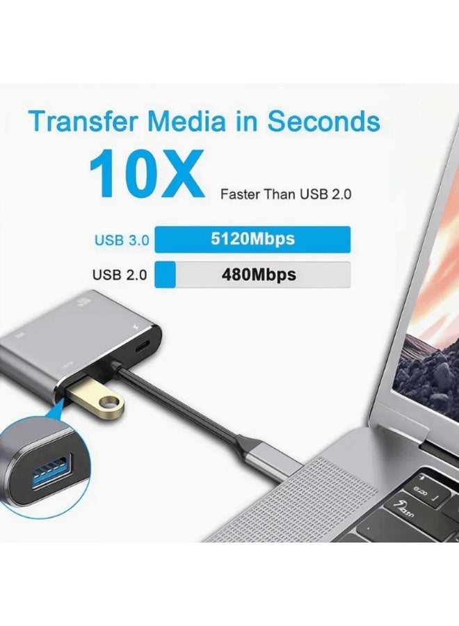 4-in-1 USB C Adapter for Dual Monitor - HDMI 4K + VGA 1080P + USB 3.0 + PD 100W, Type C Docking Station for MacBook Pro/Air, for iPad Pro, for Dell XPS, for Surface, for Galaxy, for Lenovo, for HP, for Chromebook, Laptop USB-C Multiport Hub for Office, Home, Travel - Image 4