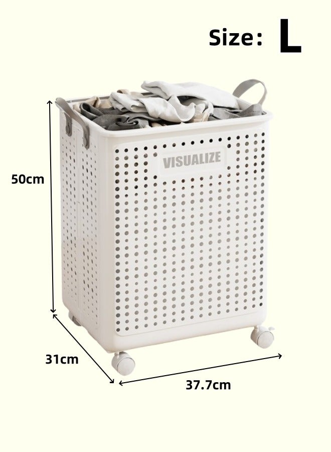 Aikenn Aikenn Foldable Laundry Basket, Large Capacity Portable Dirty Laundry Basket with Wheels, Lightweight Foldable Laundry Bin, Space-Saving Laundry Hamper,  Laundry Hamper Bag Washing Bin Clothes Bag Organizer Storage Basket Hamper for Clothes Toys  - Image 2