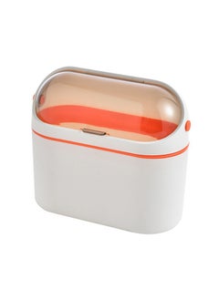 Arabest Desktop Trash Can with Lid, Mini Trash Can for Desk, Small Office Countertop Garbage Can, Mountable Tiny Wastebasket for RV, Dorm, Freezer, Laundry and More (Orange)  - Image 1