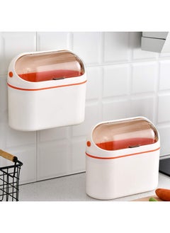 Arabest Desktop Trash Can with Lid, Mini Trash Can for Desk, Small Office Countertop Garbage Can, Mountable Tiny Wastebasket for RV, Dorm, Freezer, Laundry and More (Orange)  - Image 2