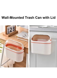 Arabest Desktop Trash Can with Lid, Mini Trash Can for Desk, Small Office Countertop Garbage Can, Mountable Tiny Wastebasket for RV, Dorm, Freezer, Laundry and More (Orange)  - Image 4