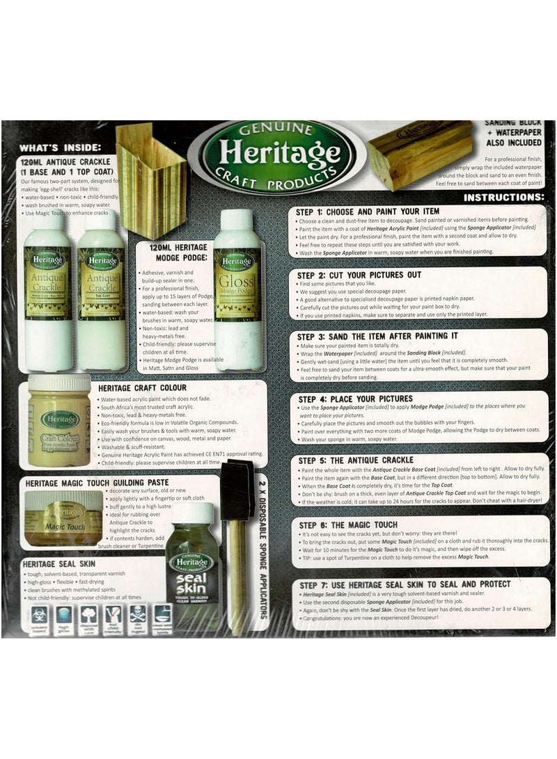 Heritage Craft Products, Antique Crackle 2-Part System, White, Gloss Varnish, Sanding Block - Image 2