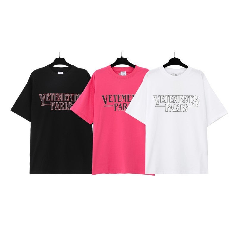 Vtm Letter American Trendy Brand No Pography Printed Loose Washed Distressed Short-Sleeved T-Shirt Couple Wear Special Cute - Image 5