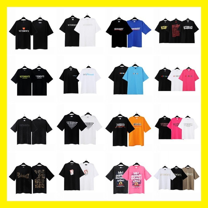 Vtm Letter American Trendy Brand No Pography Printed Loose Washed Distressed Short-Sleeved T-Shirt Couple Wear Special Cute - Image 2