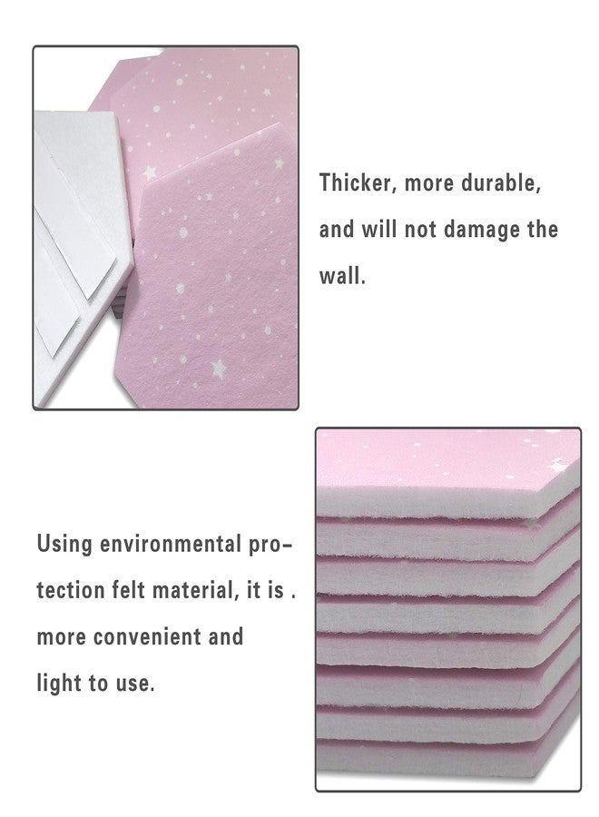 Fovasen 8 Pcs Felt Hexagon Cork Board Tiles, Self-Adhesive Notice Board Pink Wall Tiles with Push Pins for Home Office Classroom Wall Decor, Pink - Image 3