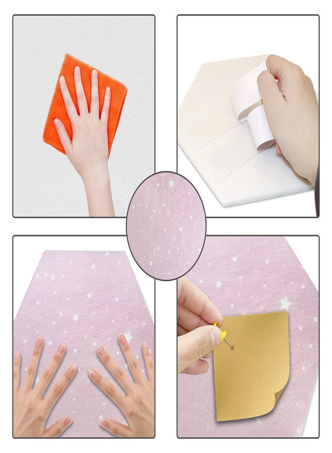 Fovasen 8 Pcs Felt Hexagon Cork Board Tiles, Self-Adhesive Notice Board Pink Wall Tiles with Push Pins for Home Office Classroom Wall Decor, Pink - Image 4