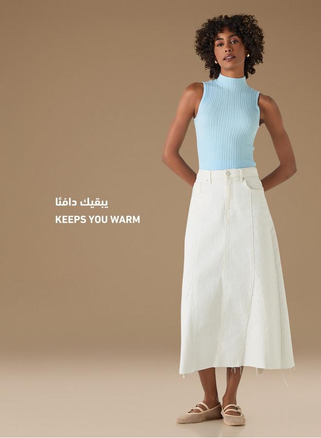 تواكستريمز كنزة مضلّعة دون أكمام بِياقة عالية من تو إكستريمز - Image 2