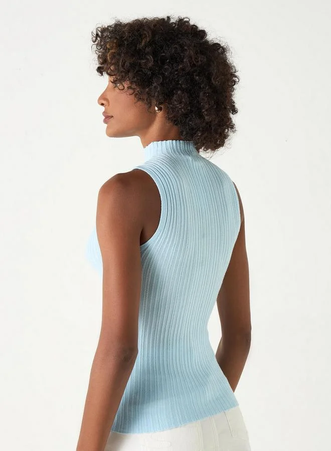 2Xtremz  2Xtremz Ribbed Sleeveless Sweater with High Neck for Women | Best Price UAE