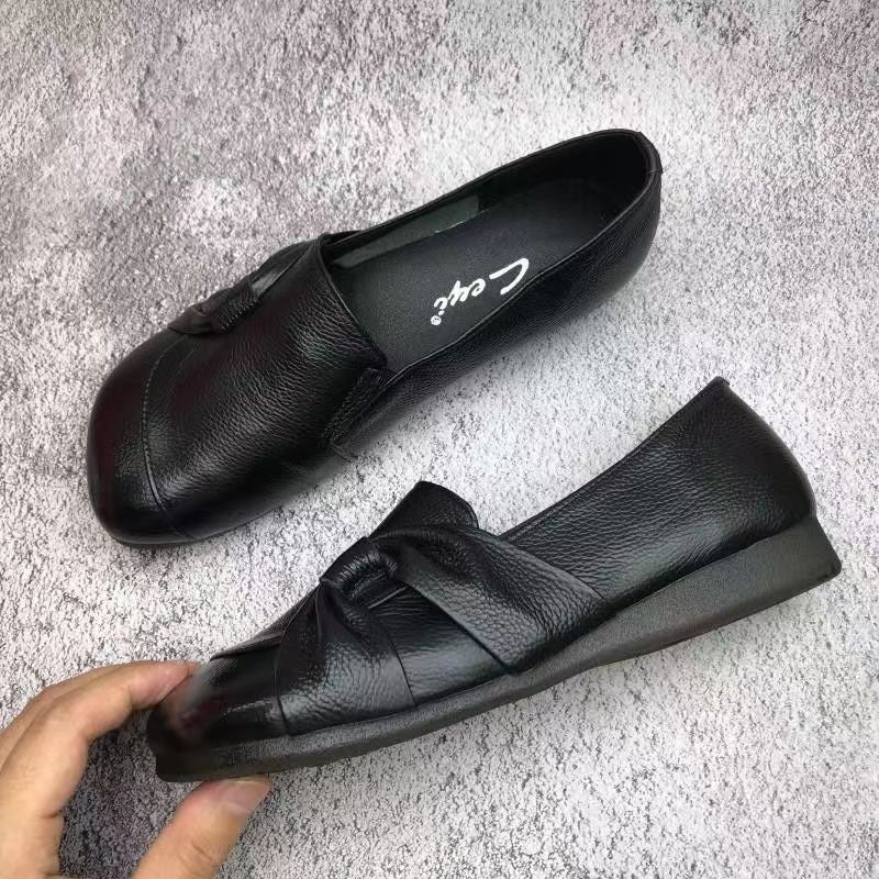Women's Ballerina Flat Shoes - Soft PU, Round Toe, Slip-on - Image 2
