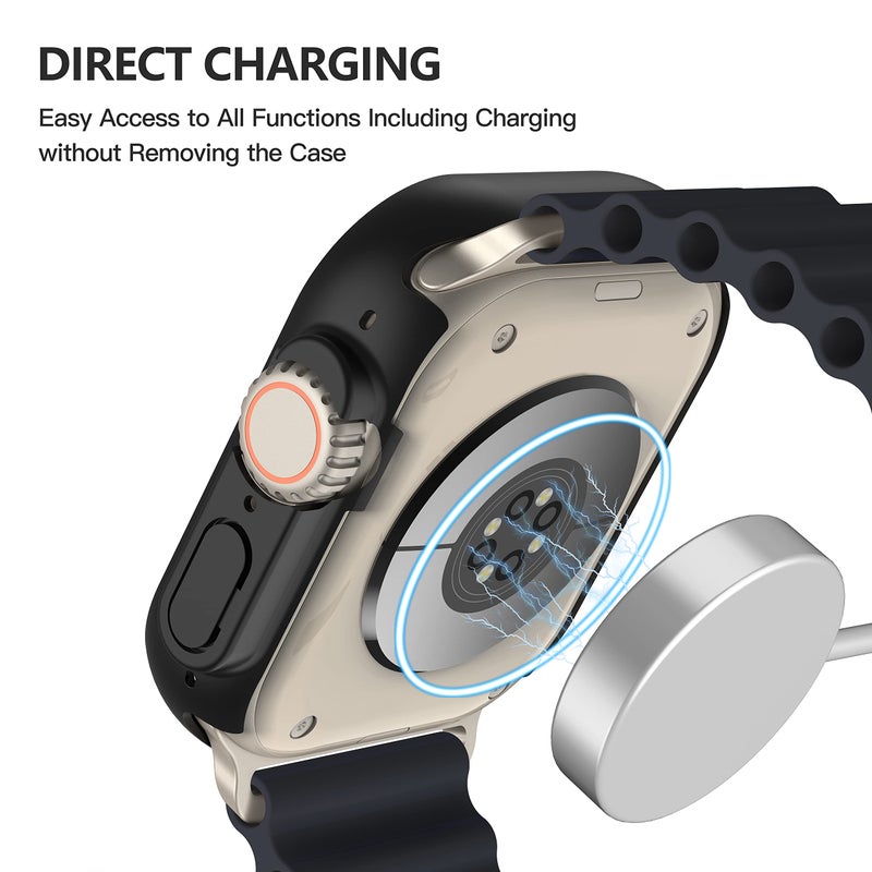 Misxi 2 Pack Hard PC Case Built in Tempered Glass Compatible with 49mm Apple Watch Ultra 3 (2025) / Ultra 2 / Ultra, Thin Protective Case with Screen Protector for iWatch, Shockproof Cover with Button, Black - Image 5