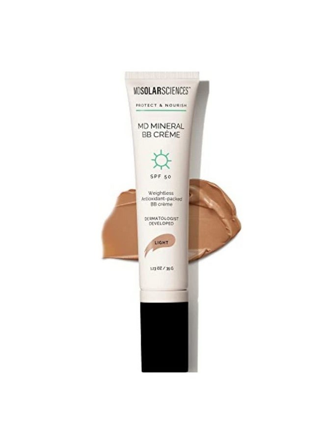 MDSolarSciences - Md Mineral Bb Crème Spf 50 (Light) - Beauty Balm Sunscreen For Face - Vegan Broad Spectrum Uv Protection - Blendable Tinted Cream - Smooth, Natural Matte Finish, 1.23 Oz - Image 1