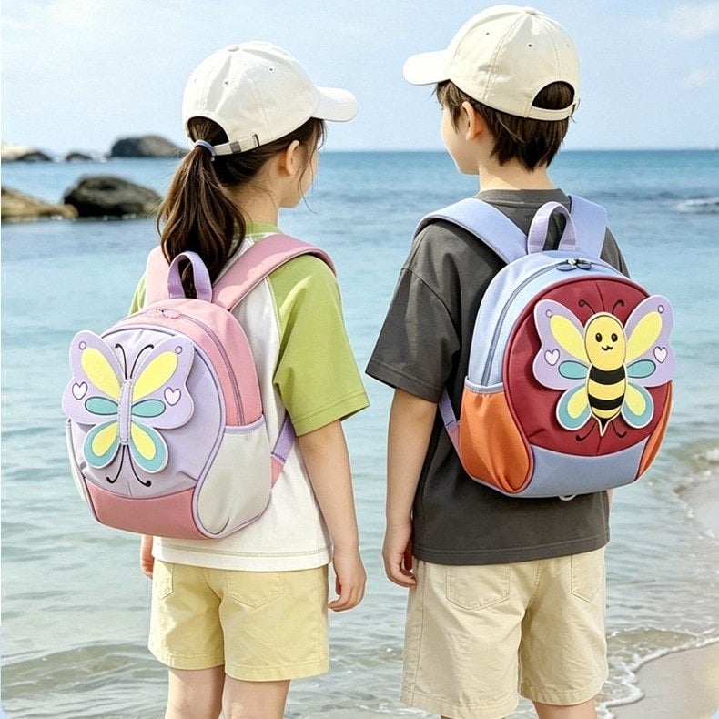 Kids Backpack Butterfly Design 2-4 Years, Anti-Lost Safety Leash，Large Capacity Waterproof Lightweight Spine-Protective Kindergarten Bag - Image 4