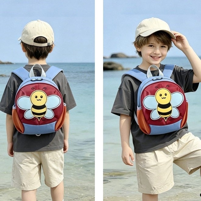 Kids Backpack Butterfly Design 2-4 Years, Anti-Lost Safety Leash，Large Capacity Waterproof Lightweight Spine-Protective Kindergarten Bag - Image 3