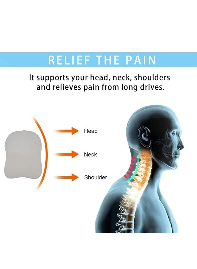 3 اكس ار وسادة رقبة للسيارة من 3XR مصنوعة من الإسفنج المرن عالي الجودة - وسادة دعم مريحة للرأس والرقبة والأكتاف، مسامية ومخففة للألم، مناسبة للسفر في السيارة/المكتب/المنزل - تصميم عالمي، لون رمادي - 3808 - Image 3