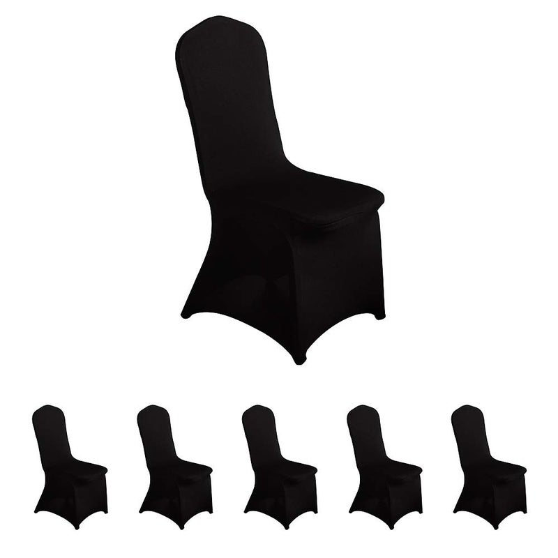 LZY 6pcs Spandex Chair Cover Stretch Slipcovers for Wedding Party Dining Banquet Chair Decoration Covers Black 6