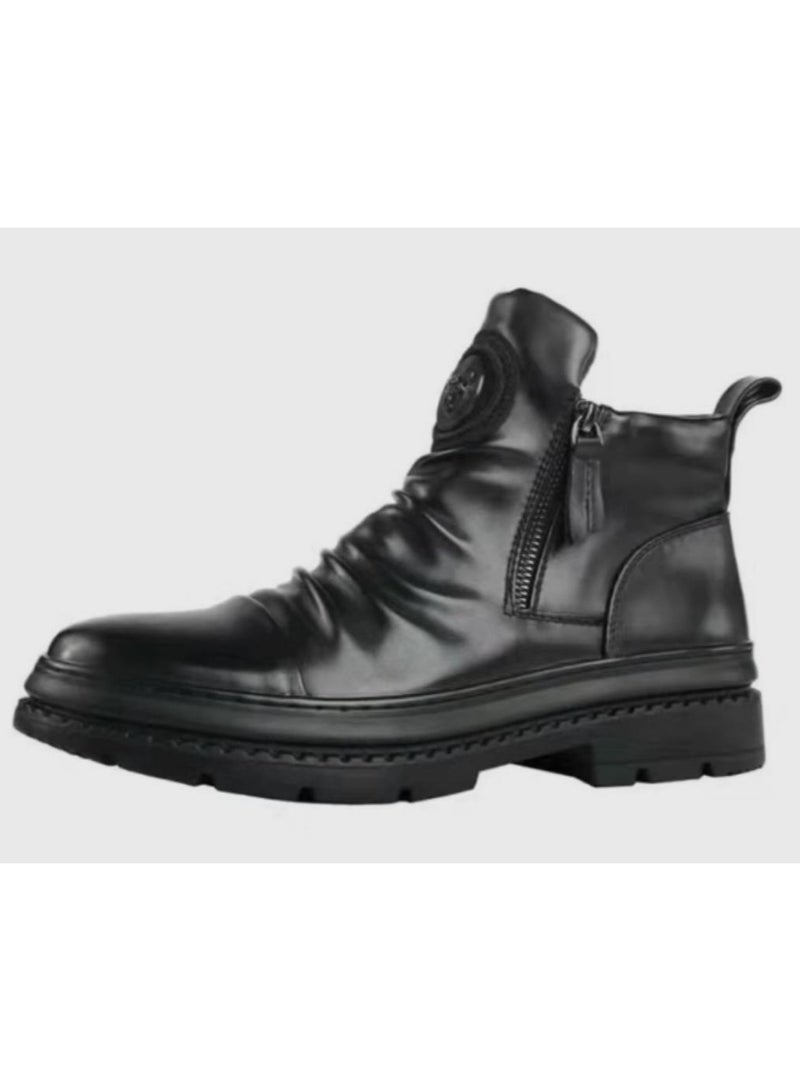 KUYING New Men's Casual Leather Boots - Image 1