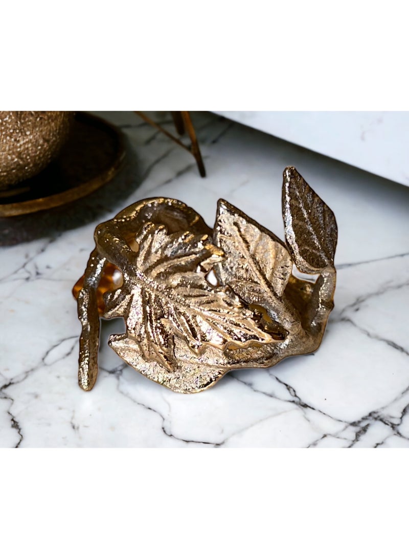 Napkin Rings, 6 pcs Hollow Out Silver Napkin Rings Leaf Shaped for Table Decorations, Wedding, Anniversary, Birthday, DIY Decoration, Party of Table Setting  - Image 3