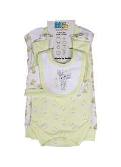 Babies Basic 7 Piece Unisex 100% Cotton Gift Set Include Bib, Blanket, Mitten, Cap, Romper, Top And Bottom Set  - Image 5