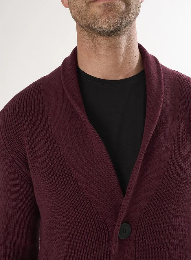 Felix Hardy Bordeaux Knit Cardigan with buttons for Men | Best Price UAE