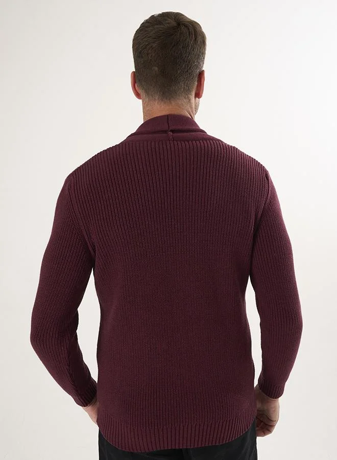 Felix Hardy Bordeaux Knit Cardigan with buttons for Men | Best Price UAE