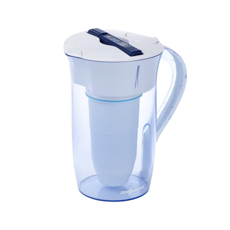 ZeroWater 10-Cup Round 5-Stage Water Filter Pitcher Dispenser with 5-Stage 0 TDS Zero Water Filter â€“ IAPMO Certified to Reduce Metals, Chlorine, Lead, Chromium, and Forever Chemicals PFOA/PFOS