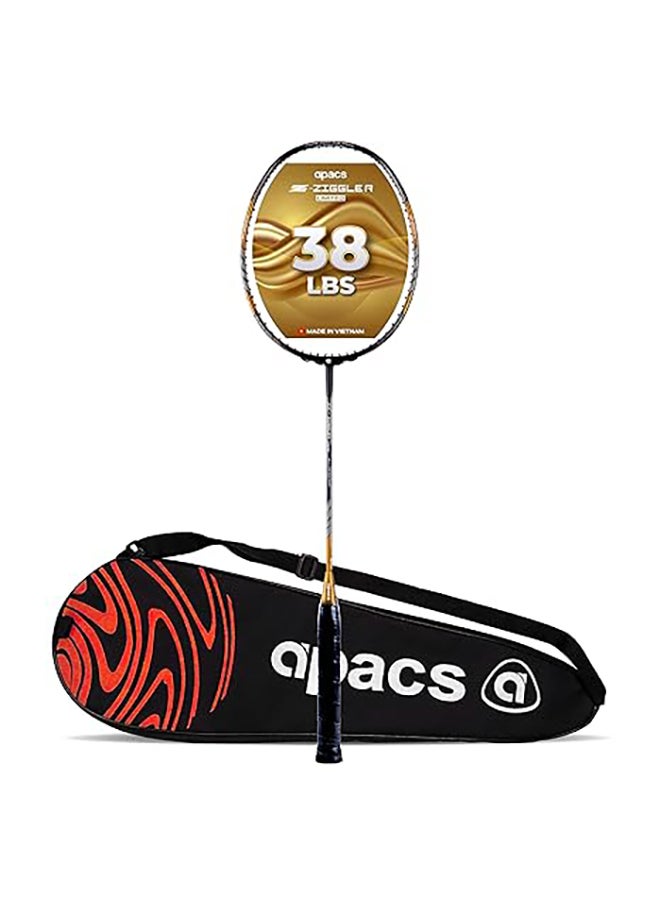 Apacs Z-Ziggler Limited Edition (38 LBS, 6.2mm World's Slimmest Shaft) Made in Vietnam Unstrung Badminton Racket with Free Full Cover | G2-4 1/8 inches (Gold), Graphite  - Image 1
