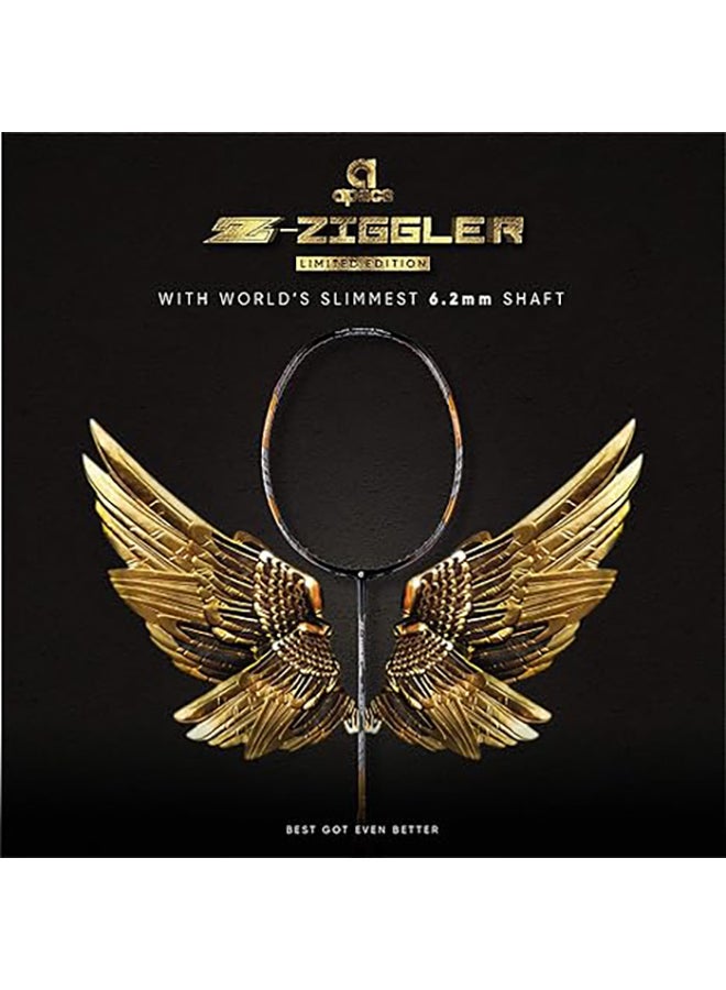 Apacs Z-Ziggler Limited Edition (38 LBS, 6.2mm World's Slimmest Shaft) Made in Vietnam Unstrung Badminton Racket with Free Full Cover | G2-4 1/8 inches (Gold), Graphite  - Image 2