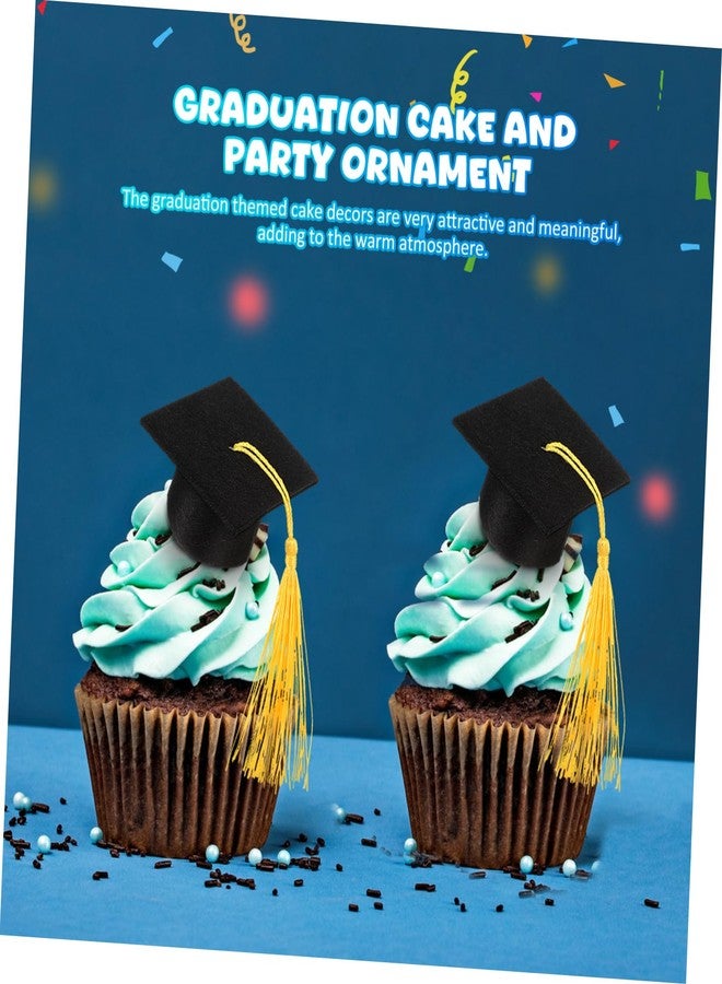 Hemoton 10Pcs Mini Graduation Caps Cake Toppers Graduation Season Souvenir Ornaments Party Decorations for Cupcakes and Cakes 2.16 Inch - Image 3